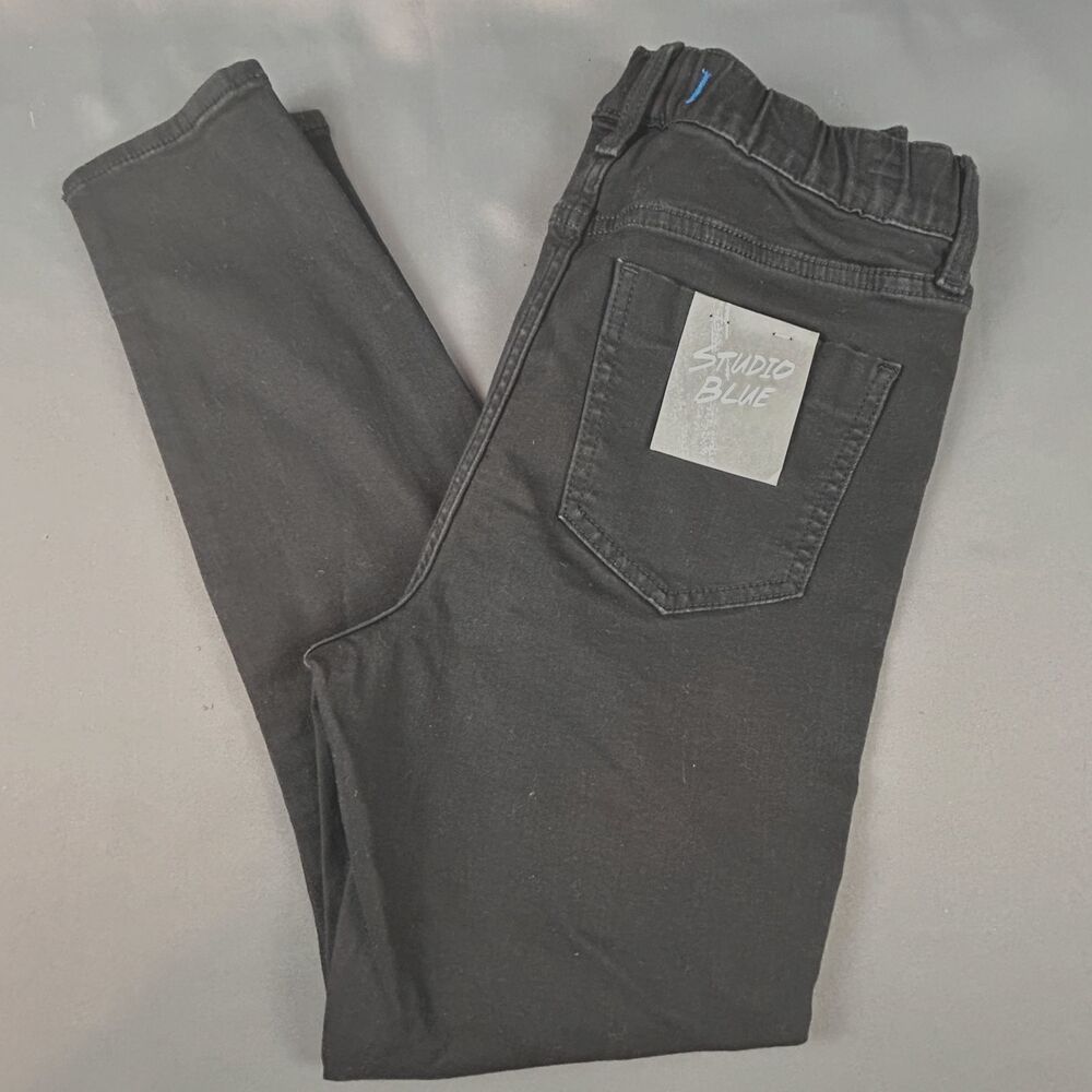 Studio Blue Black Skinny Pull On Elastic Waist Denim Jeans Size 28 Petite NWT